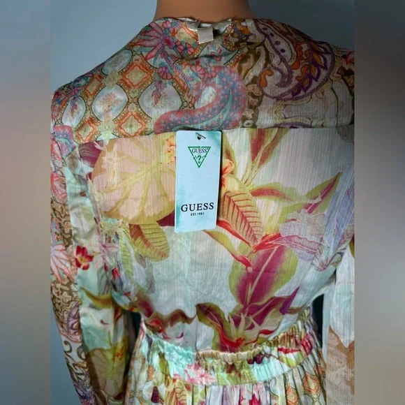 Guess Pastel Patterned Long Sleeve Dress - Picture 5 of 11